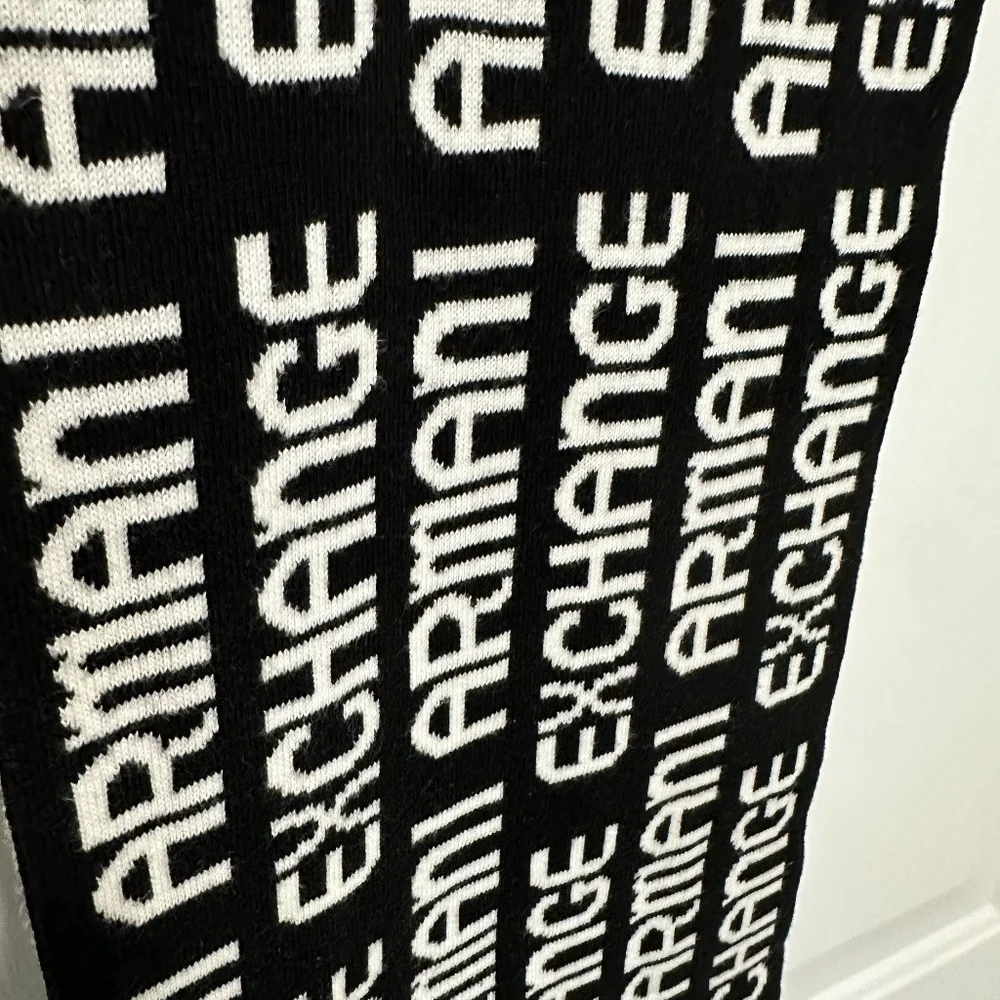 Armani Exchange A|X Logo Knit Scarf Black & White